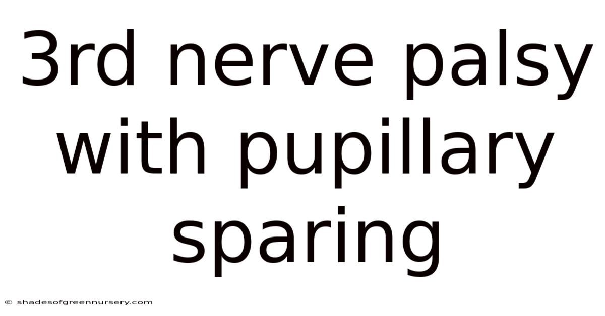 3rd Nerve Palsy With Pupillary Sparing