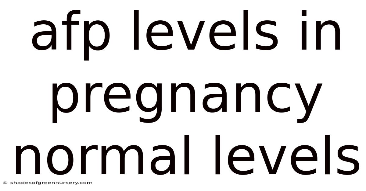 Afp Levels In Pregnancy Normal Levels