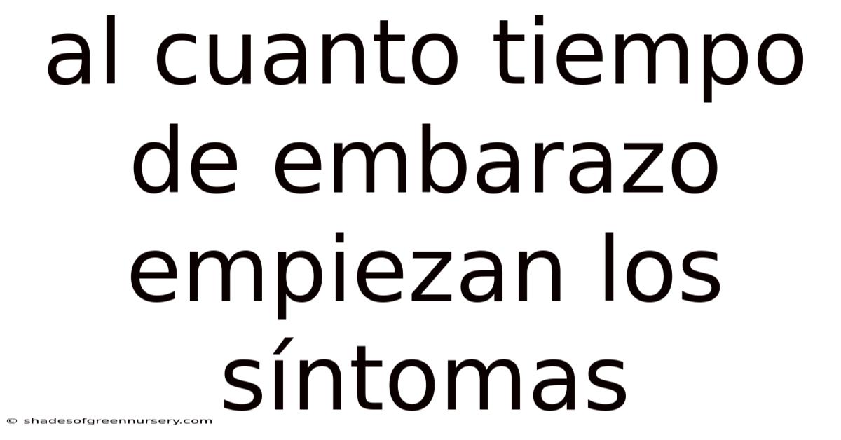 Al Cuanto Tiempo De Embarazo Empiezan Los Síntomas