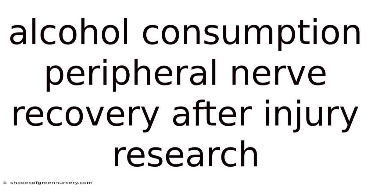 Alcohol Consumption Peripheral Nerve Recovery After Injury Research