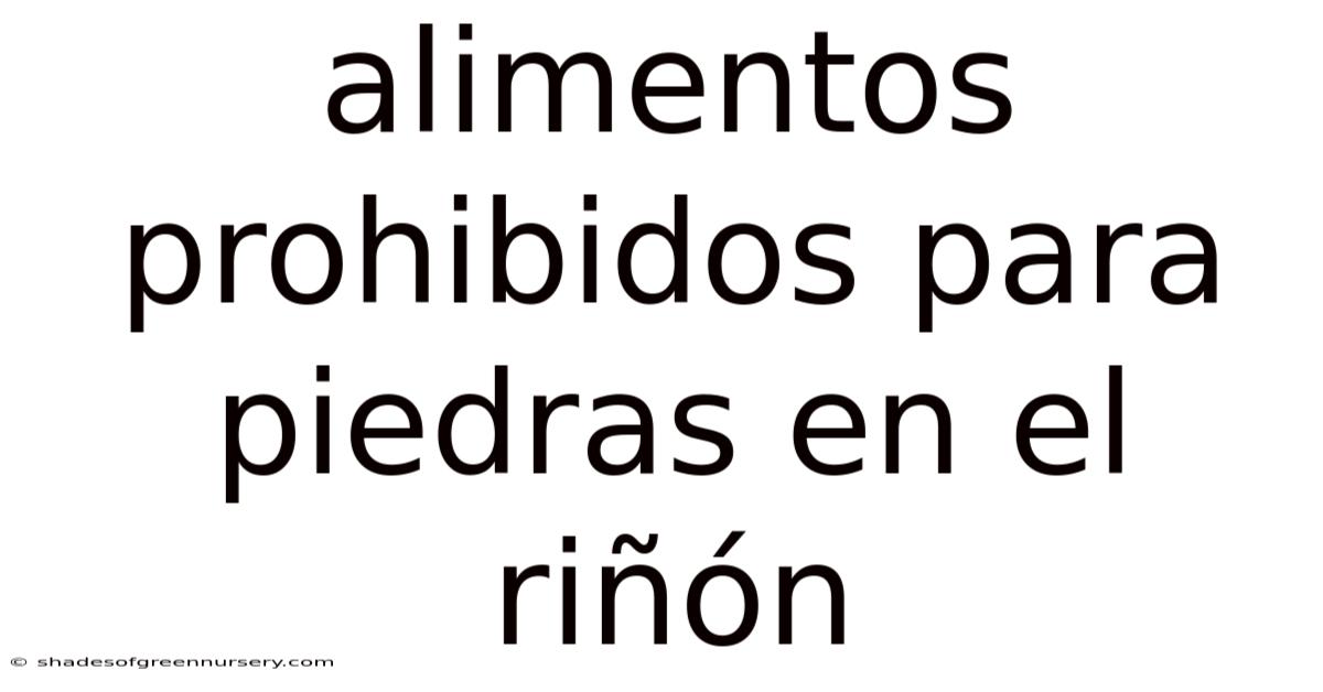 Alimentos Prohibidos Para Piedras En El Riñón