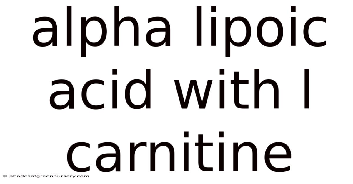 Alpha Lipoic Acid With L Carnitine