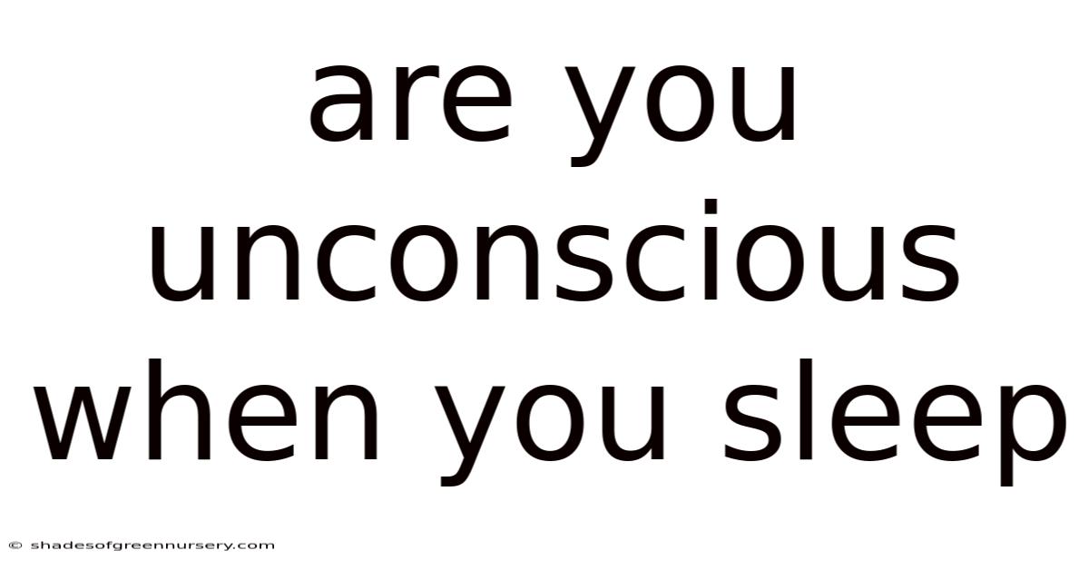 Are You Unconscious When You Sleep