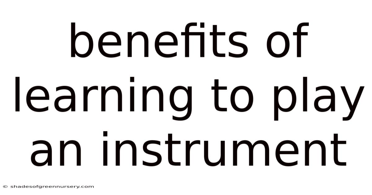 Benefits Of Learning To Play An Instrument
