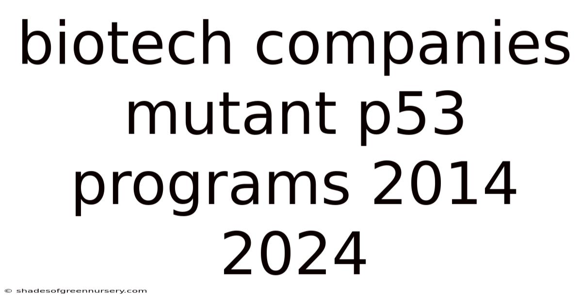 Biotech Companies Mutant P53 Programs 2014 2024