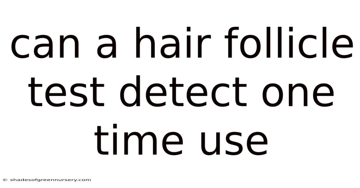 Can A Hair Follicle Test Detect One Time Use
