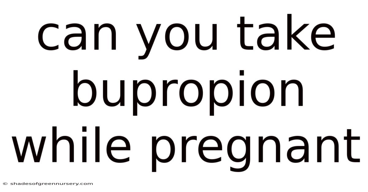 Can You Take Bupropion While Pregnant