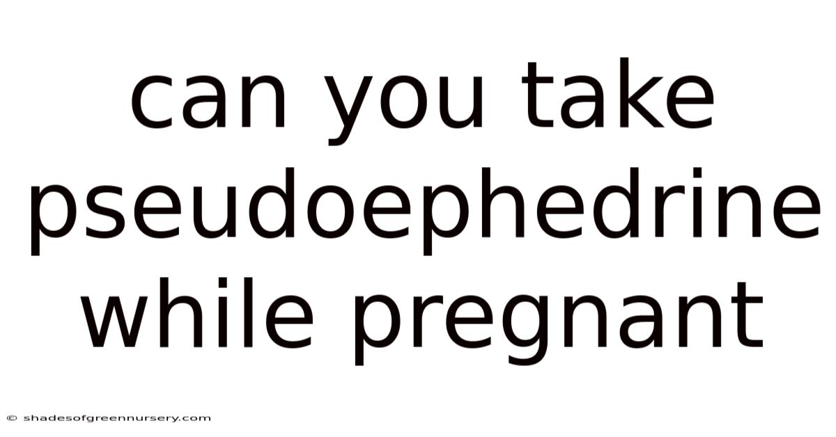 Can You Take Pseudoephedrine While Pregnant