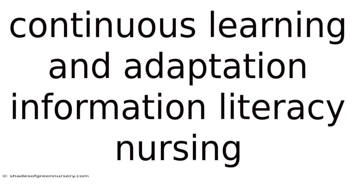 Continuous Learning And Adaptation Information Literacy Nursing