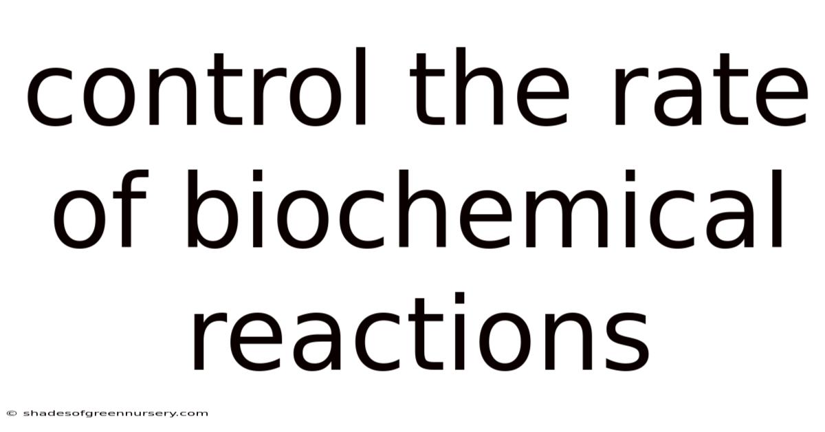 Control The Rate Of Biochemical Reactions