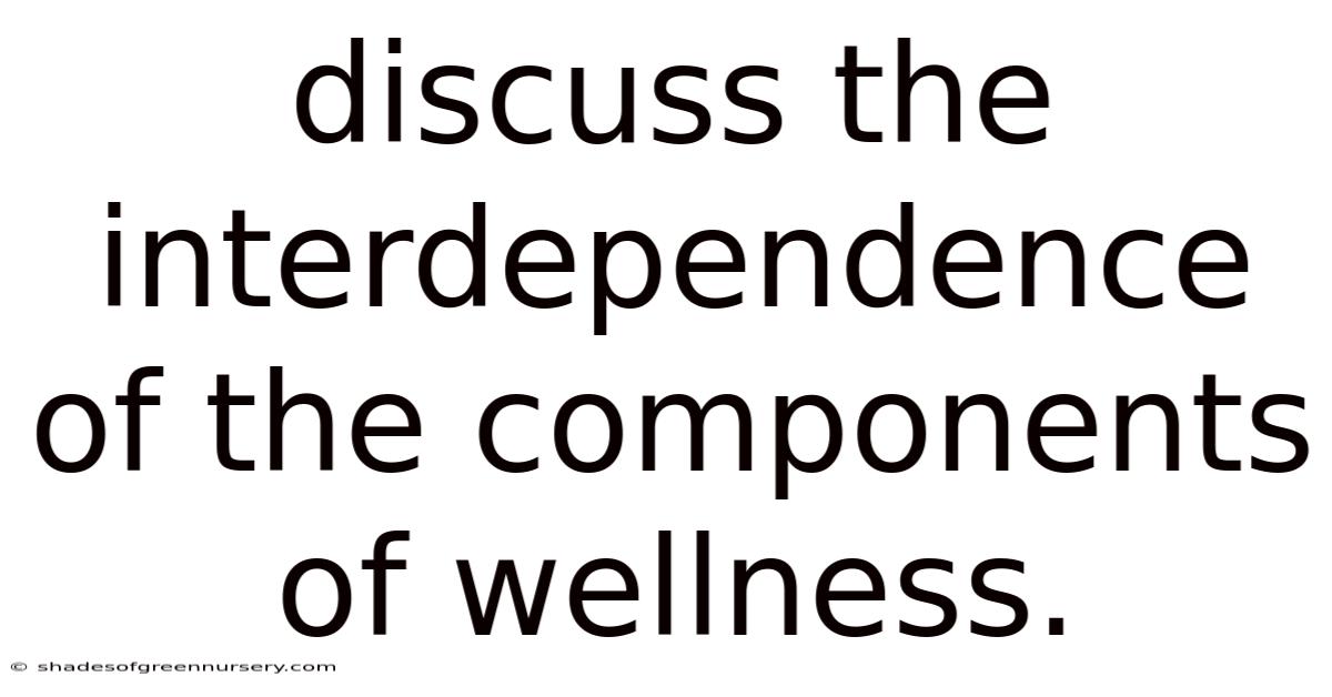 Discuss The Interdependence Of The Components Of Wellness.