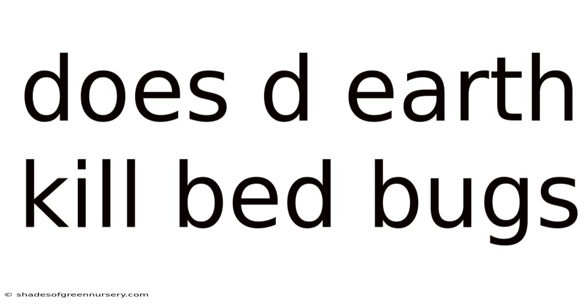 Does D Earth Kill Bed Bugs