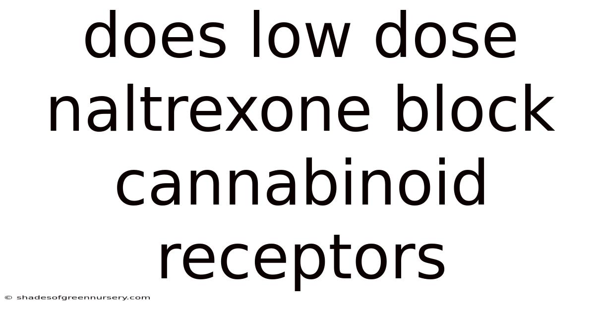 Does Low Dose Naltrexone Block Cannabinoid Receptors