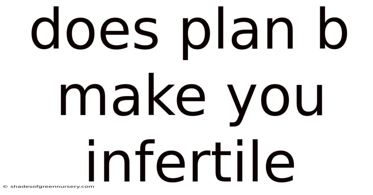 Does Plan B Make You Infertile