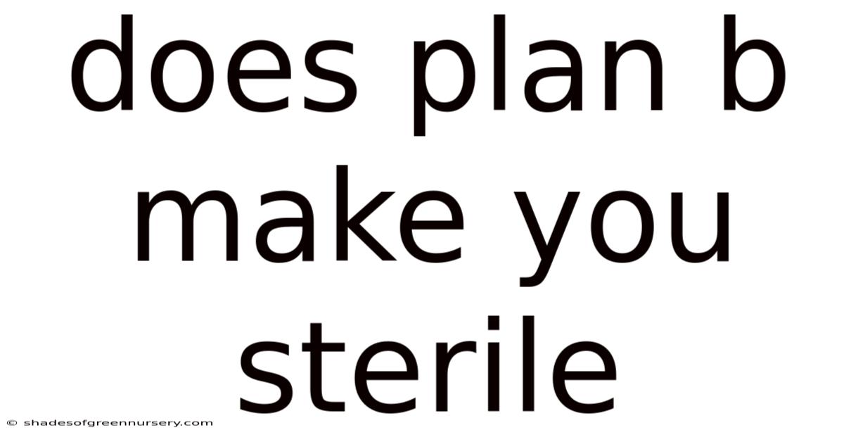 Does Plan B Make You Sterile