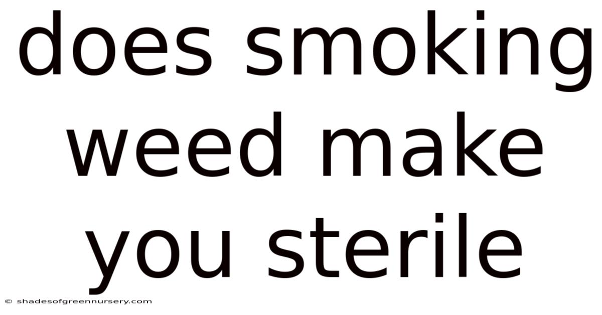 Does Smoking Weed Make You Sterile