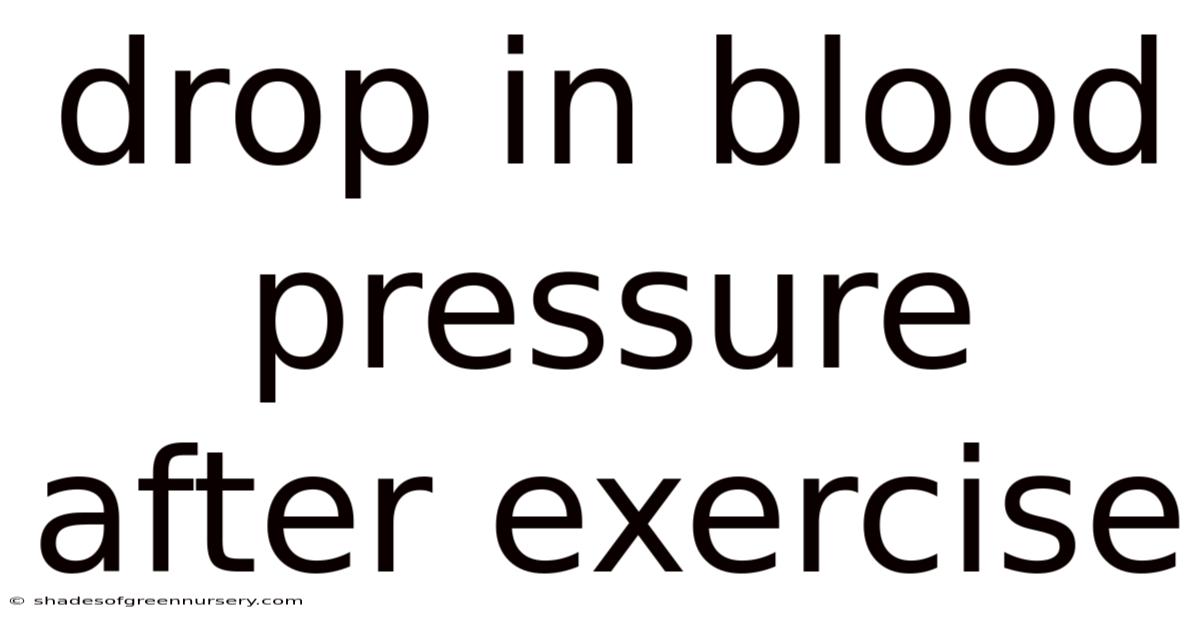 Drop In Blood Pressure After Exercise