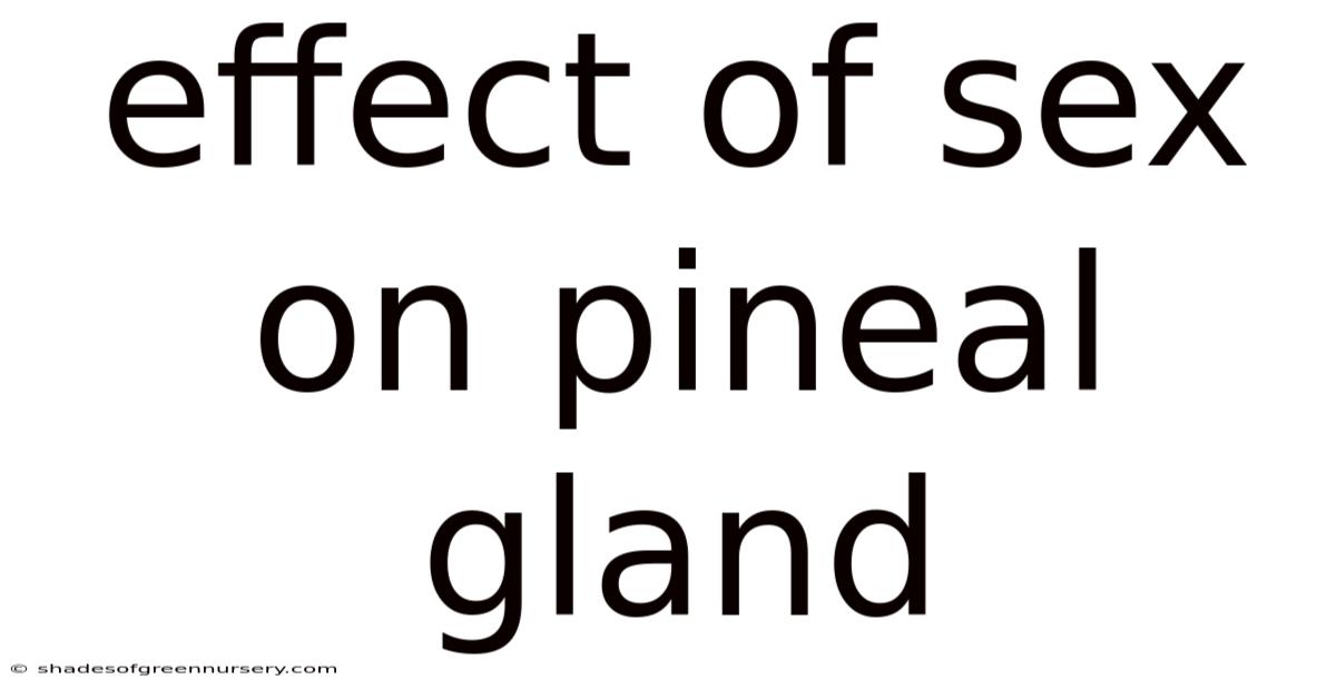 Effect Of Sex On Pineal Gland