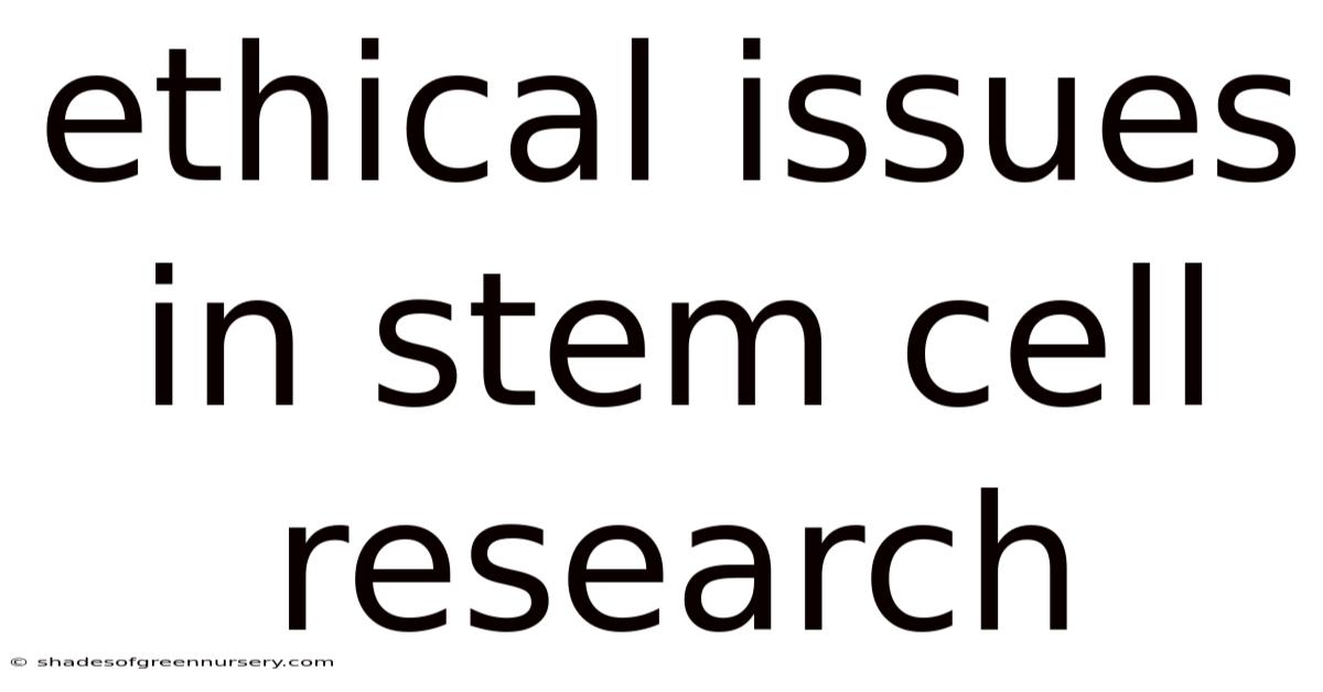 Ethical Issues In Stem Cell Research