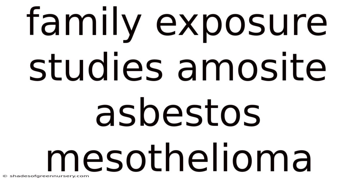 Family Exposure Studies Amosite Asbestos Mesothelioma