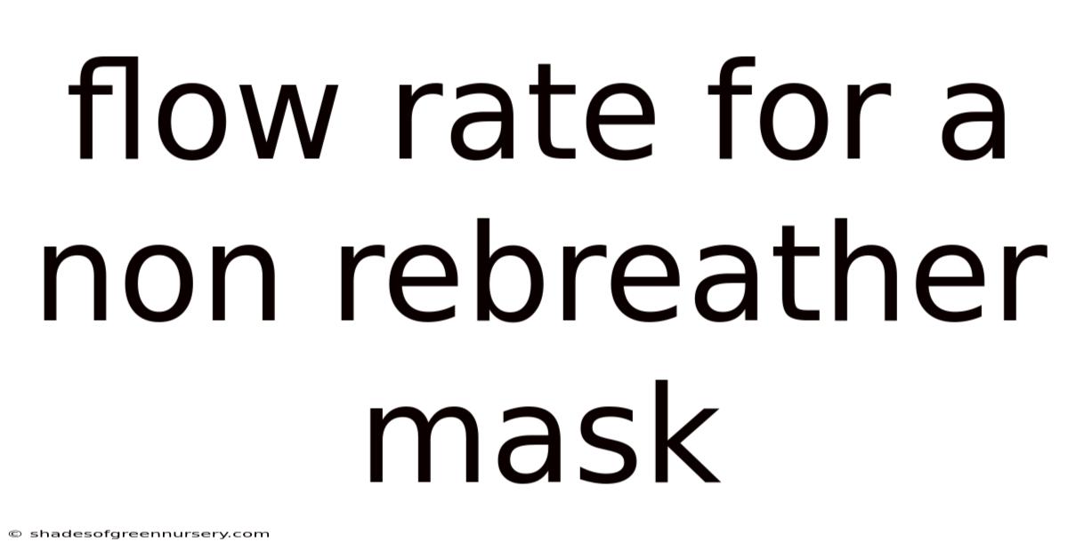 Flow Rate For A Non Rebreather Mask