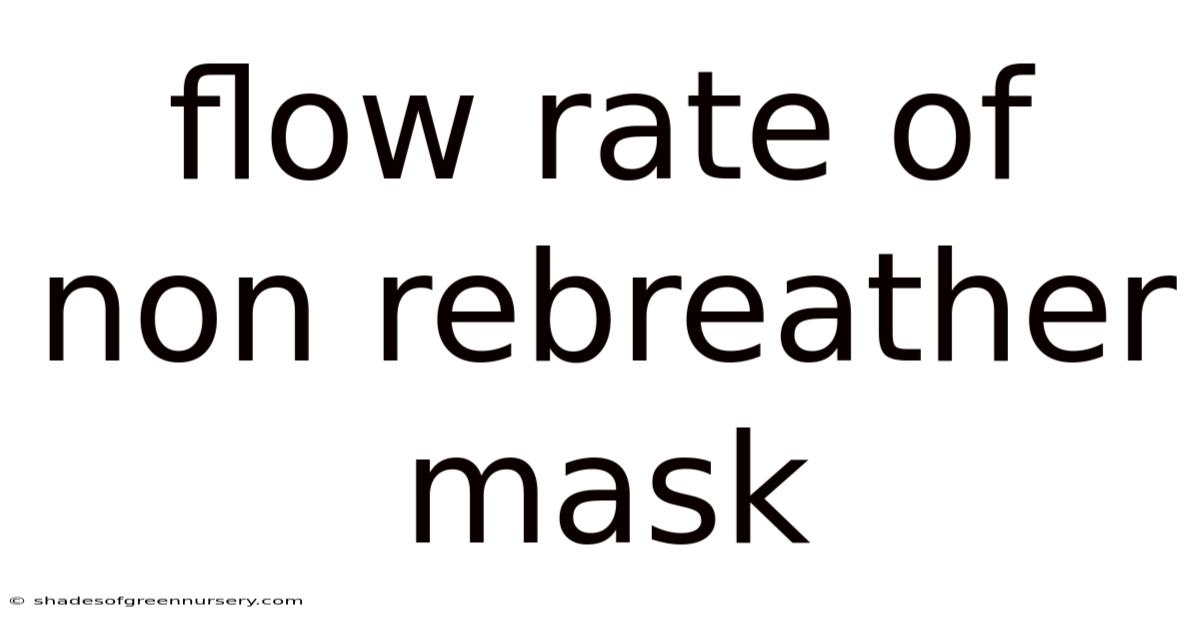 Flow Rate Of Non Rebreather Mask