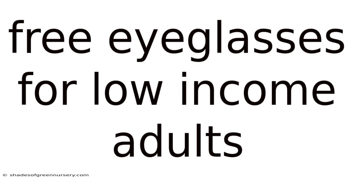 Free Eyeglasses For Low Income Adults