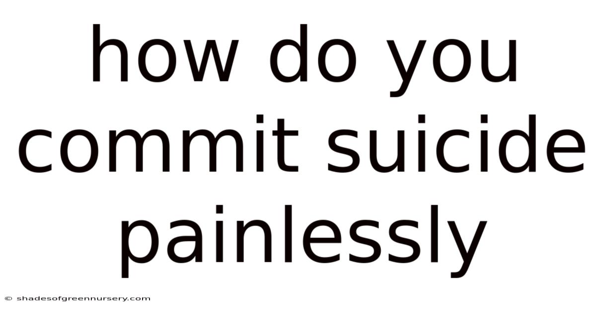 How Do You Commit Suicide Painlessly