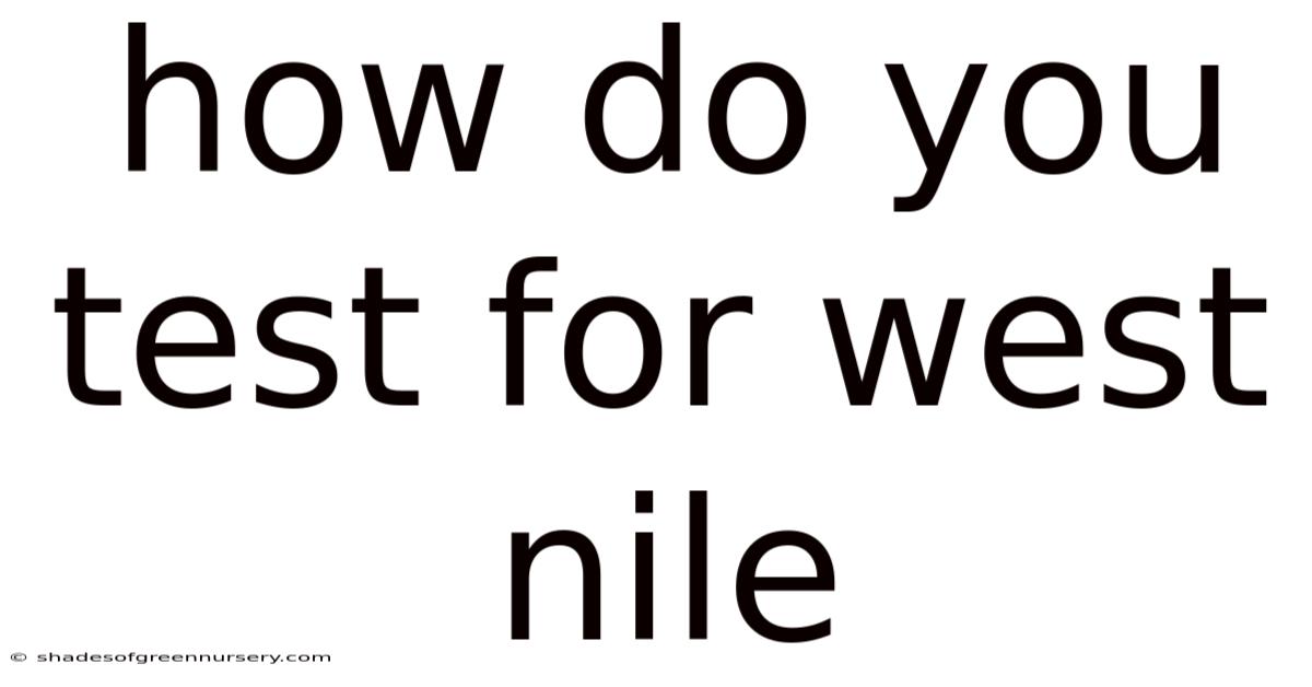 How Do You Test For West Nile