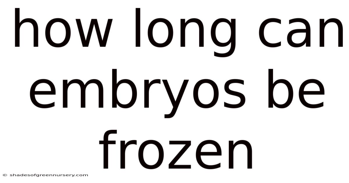How Long Can Embryos Be Frozen