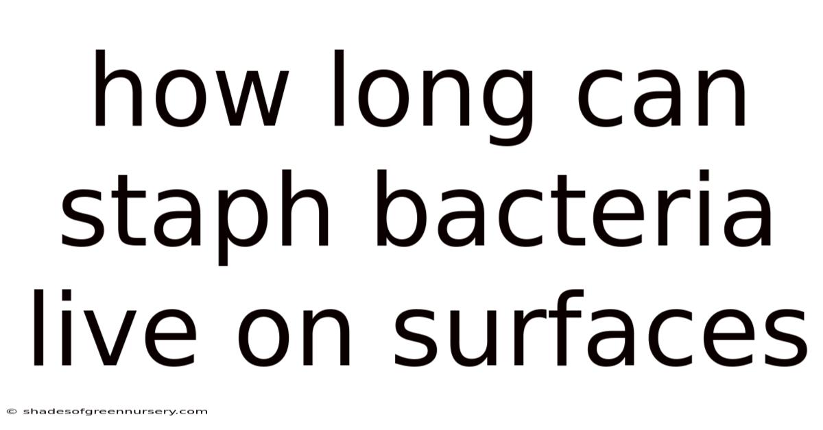 How Long Can Staph Bacteria Live On Surfaces