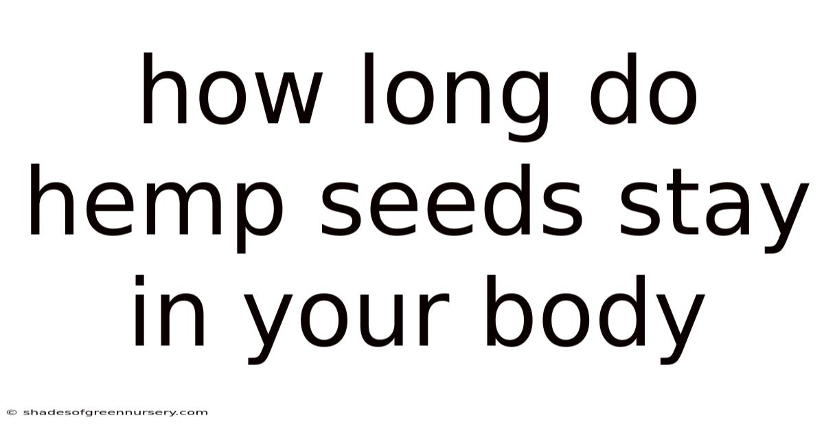 How Long Do Hemp Seeds Stay In Your Body