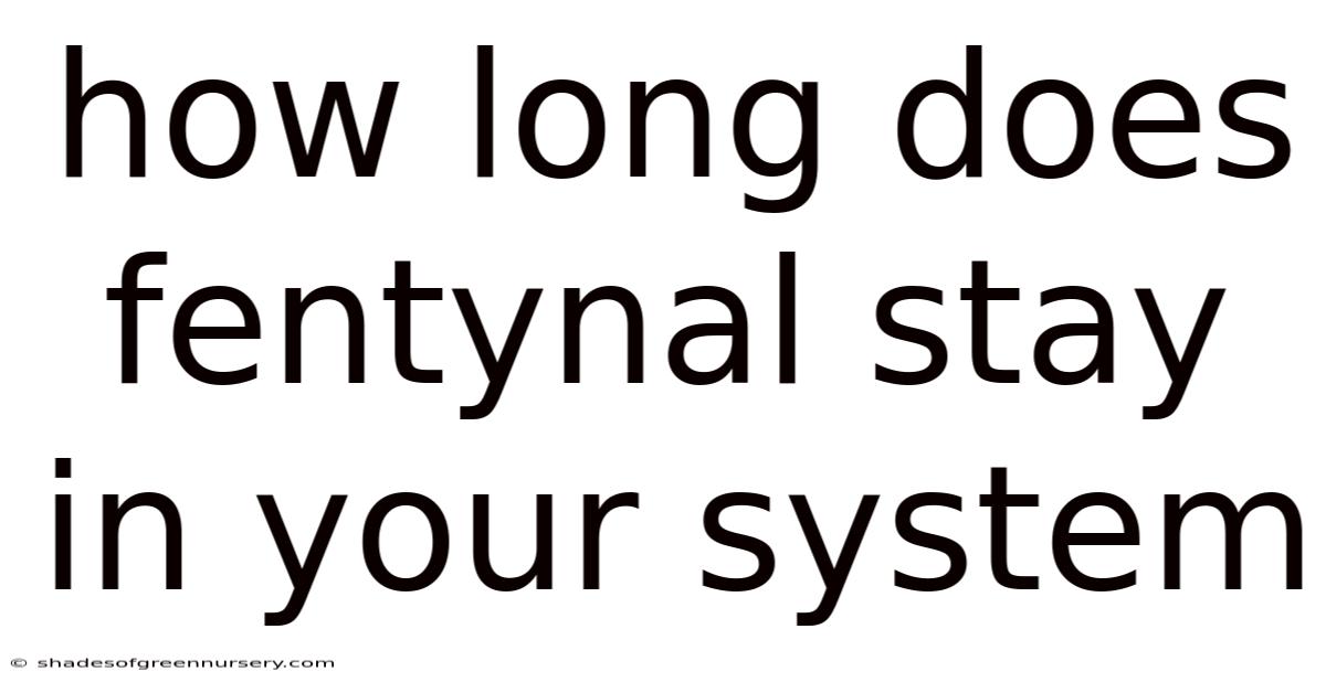 How Long Does Fentynal Stay In Your System