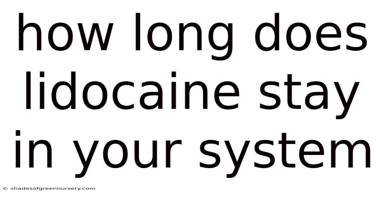 How Long Does Lidocaine Stay In Your System