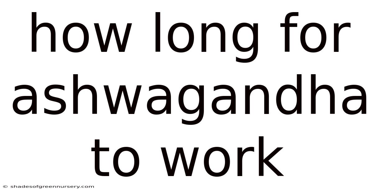 How Long For Ashwagandha To Work