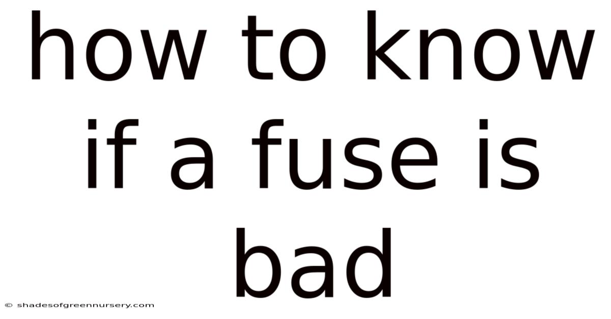 How To Know If A Fuse Is Bad
