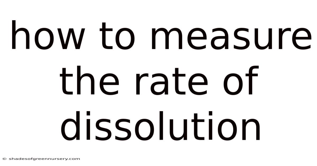 How To Measure The Rate Of Dissolution