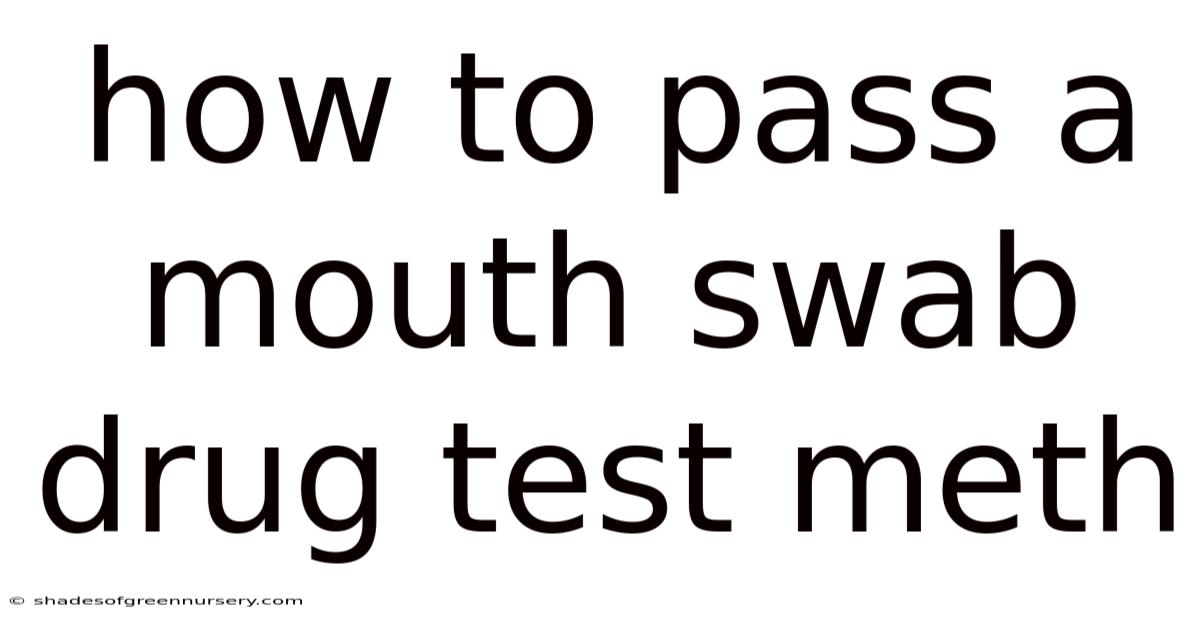How To Pass A Mouth Swab Drug Test Meth