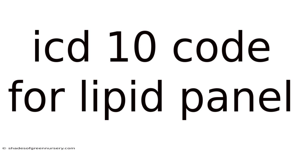 Icd 10 Code For Lipid Panel