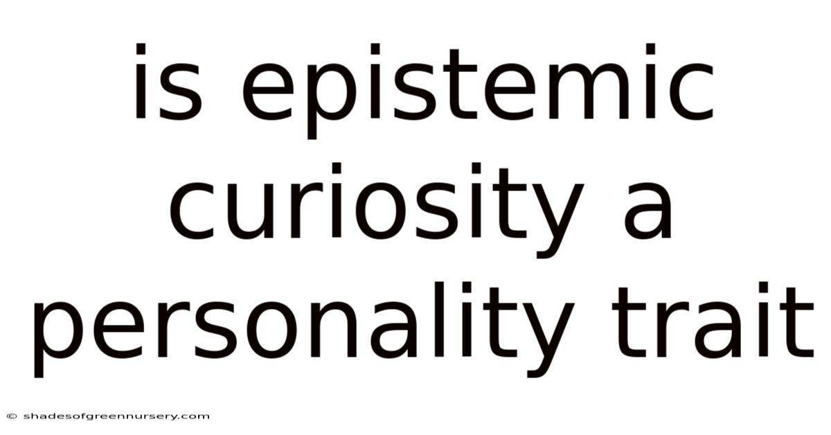 Is Epistemic Curiosity A Personality Trait