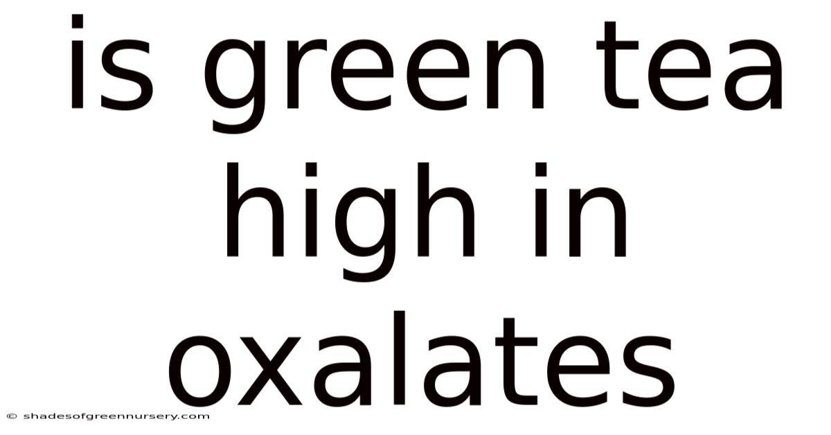 Is Green Tea High In Oxalates