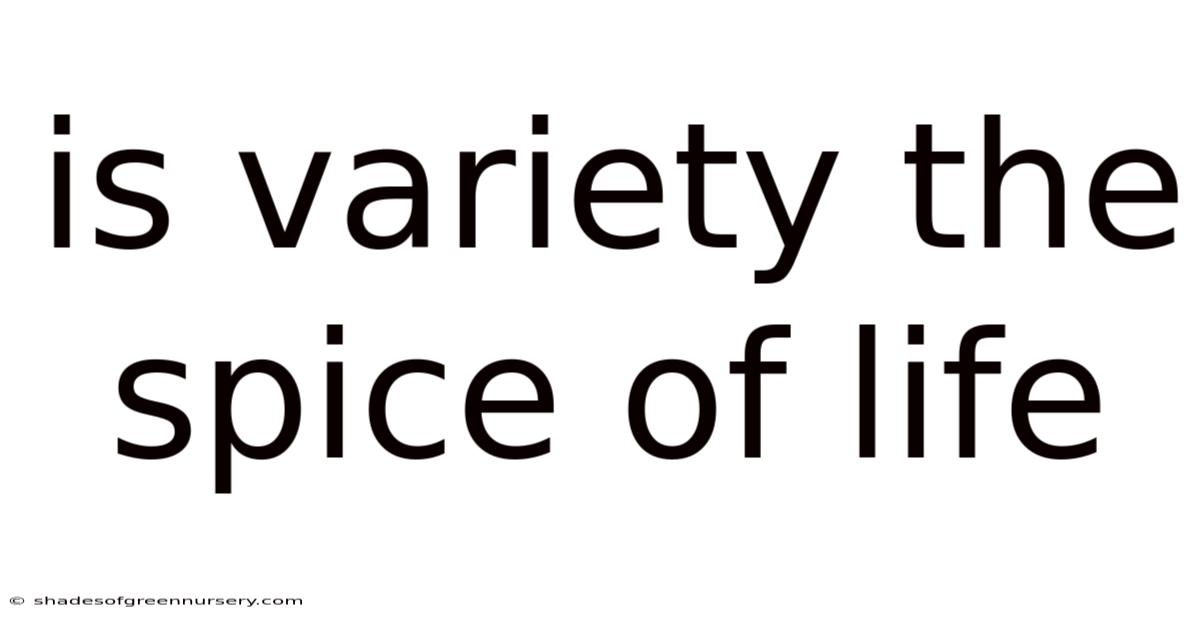 Is Variety The Spice Of Life