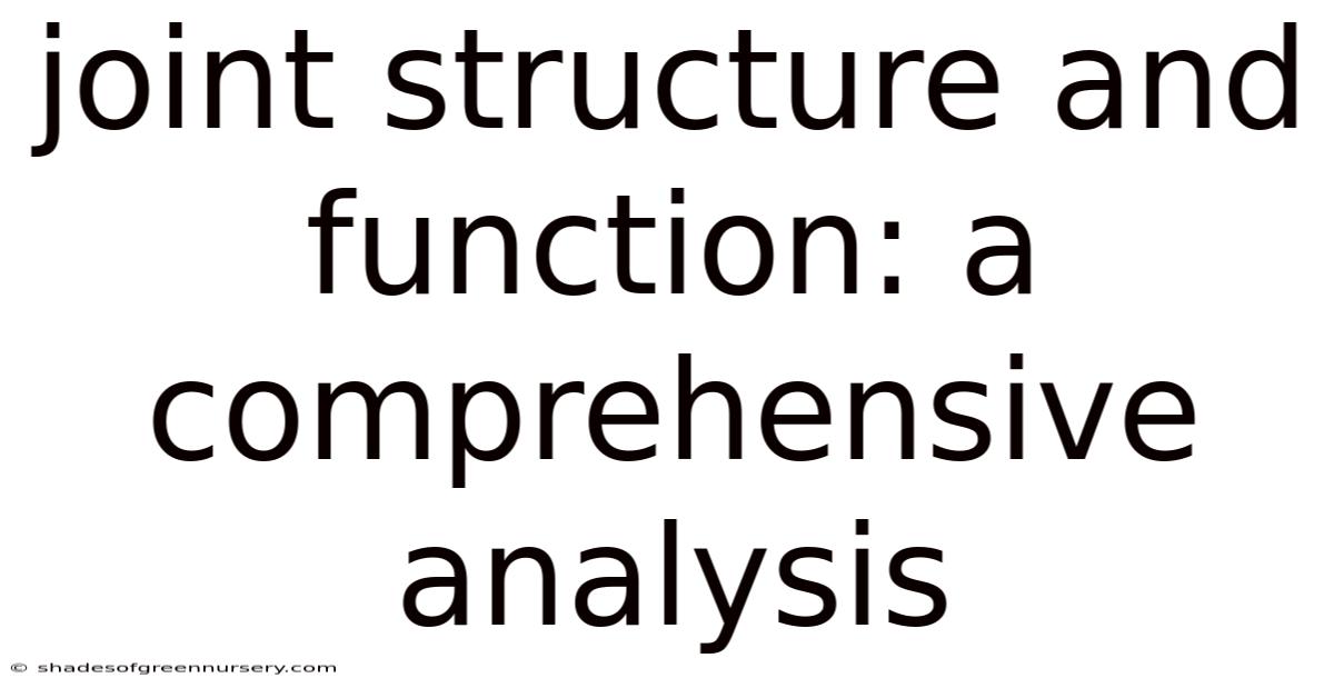 Joint Structure And Function: A Comprehensive Analysis