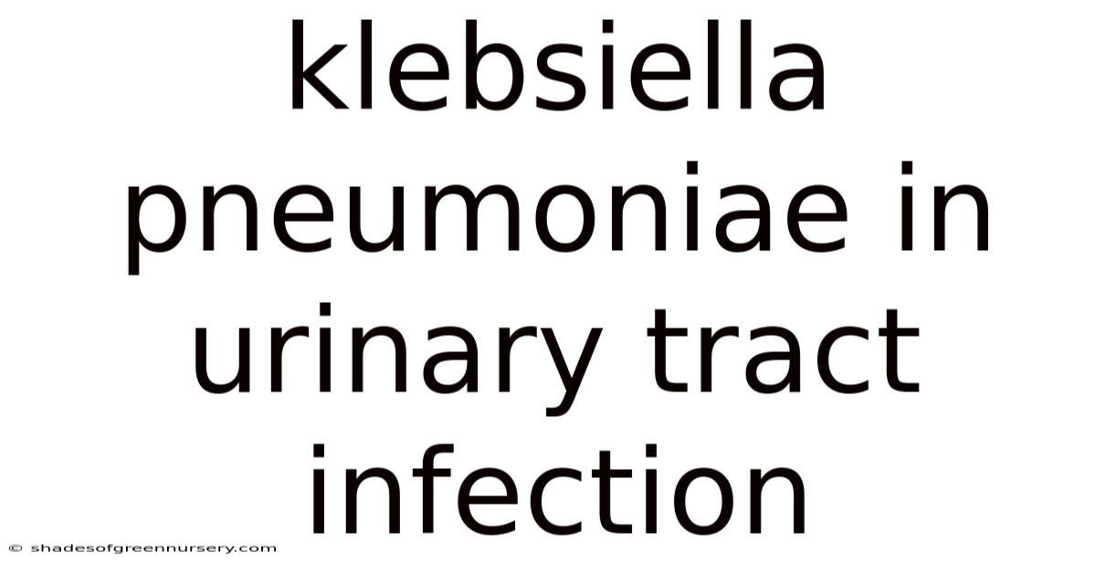 Klebsiella Pneumoniae In Urinary Tract Infection