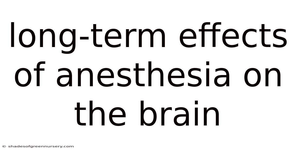Long-term Effects Of Anesthesia On The Brain
