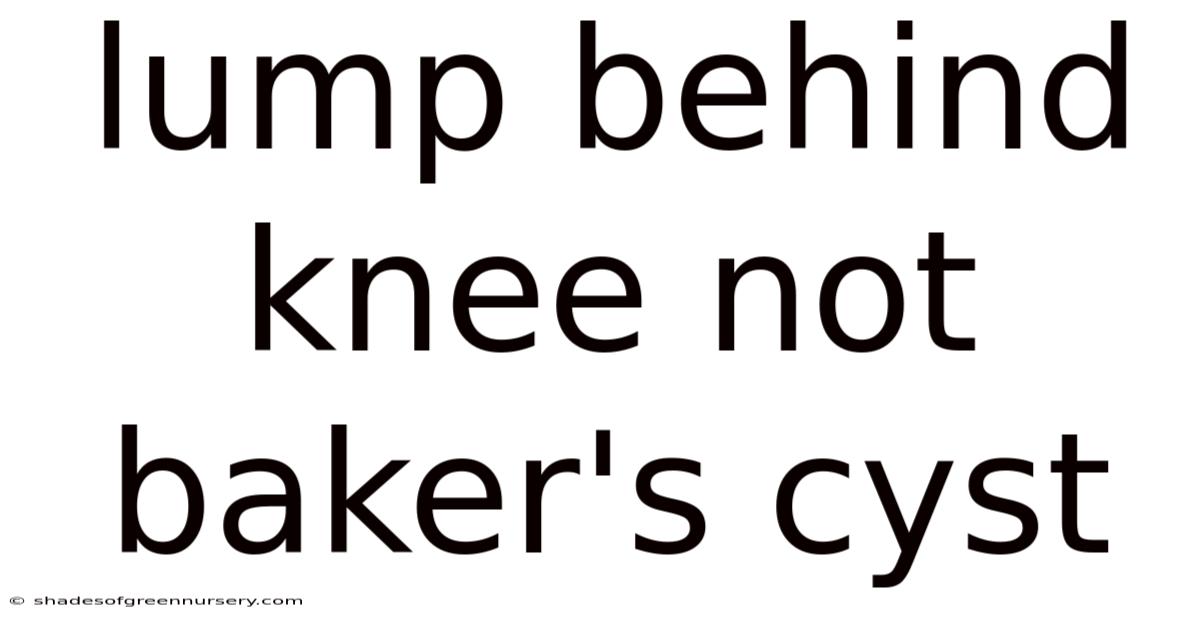Lump Behind Knee Not Baker's Cyst
