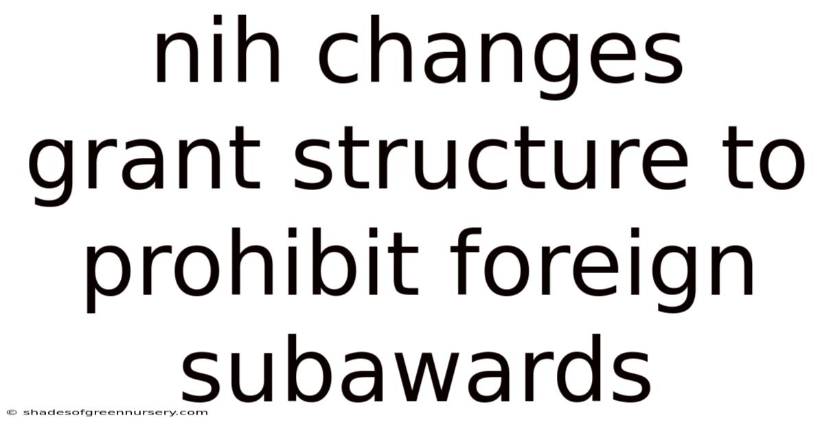 Nih Changes Grant Structure To Prohibit Foreign Subawards