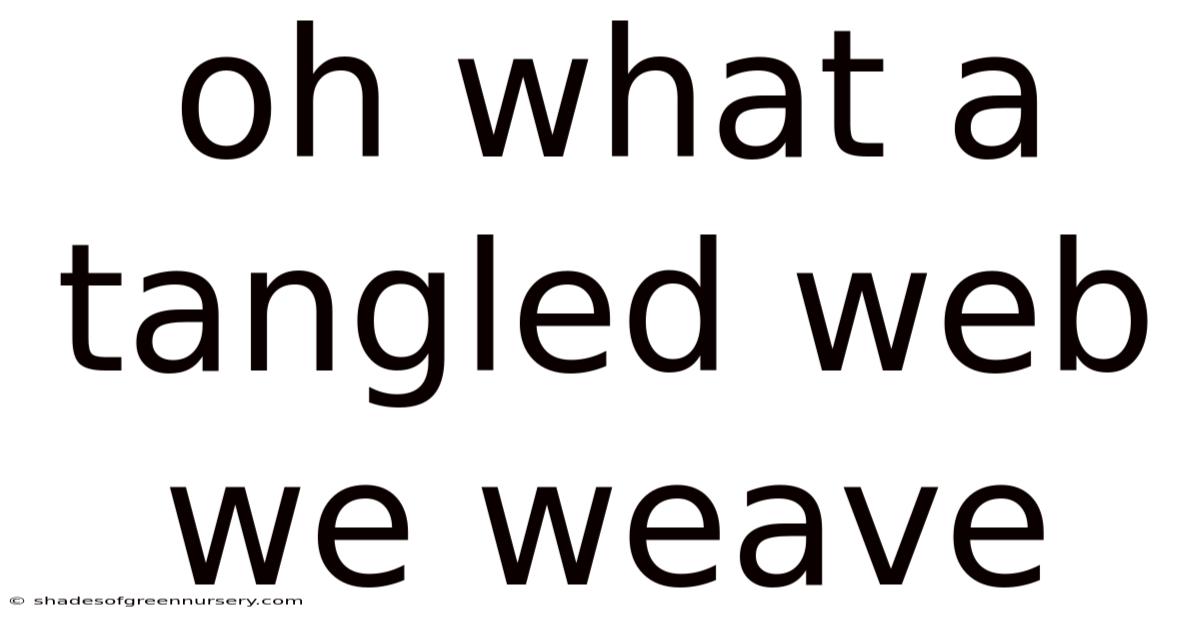 Oh What A Tangled Web We Weave