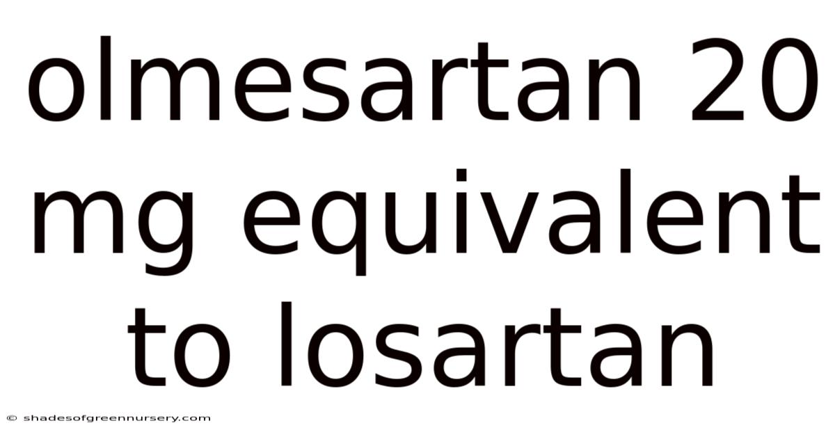 Olmesartan 20 Mg Equivalent To Losartan