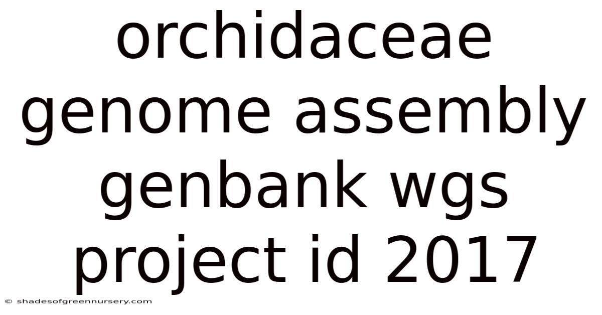 Orchidaceae Genome Assembly Genbank Wgs Project Id 2017